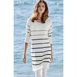 Peruvian Connection Mariner Tunic Dress Knit Pima Cotton Linen Size Large NEW